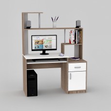 Компьютерный стол FlashNika LED 2 Дуб сонома трюфель + нимфея альба