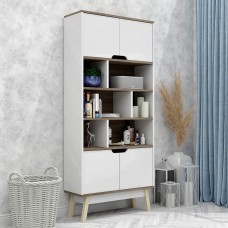 Стеллаж на деревянных ножках W-26 FlashNika нимфея альба + дуб сонома трюфель
