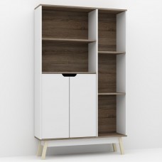 Стеллаж на деревянных ножках W-19 FlashNika нимфея альба + дуб сонома трюфель