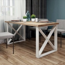 Стол Люксор 115х75 Loft Металл-дизайн белый + вествуд