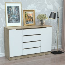 Комод-336 АКМ ТИСА-мебель Дуб сонома + белый