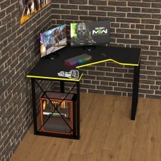 Геймерский угловой стол Rasin Loft-20 черный + желтый Тиса