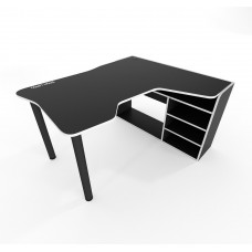 Угловой геймерский стол Comfy-Home Kano черный с белой кромкой