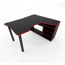 Угловой геймерский стол Comfy-Home Kano черный с красной кромкой
