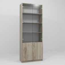 Шкаф офисный со стеклом Континент ОШС-1 дуб крафт серый