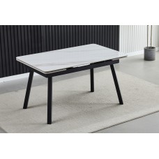 Стол Madrid Ceramic 140(200)x85 белый глянец / черный каркас Intarsio