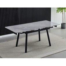 Стол Madrid Ceramic 120(180)x85 серый глянец / черный каркас Intarsio
