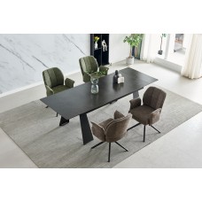 Стол Arnold Ceramic 180(240)x90 Wic dark grey мат/черный каркас Intarsio