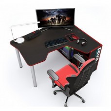 Угловой геймерский игровой стол Igrok-Tor Zeus черный/красный